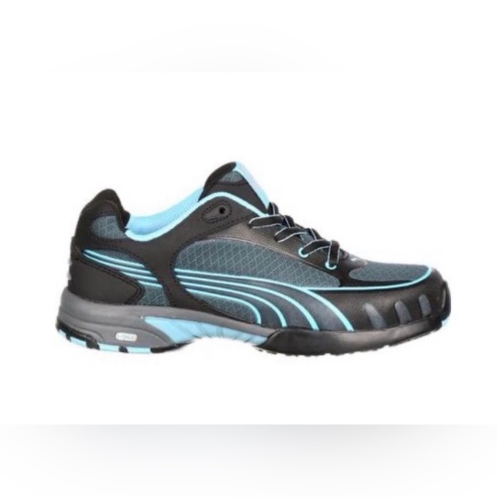 Puma Womens Size 9 Fuse Motion SD Low Black Blue Steel Toe Safety Shoes